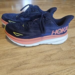 HOKA Navy and Coral Running Shoes